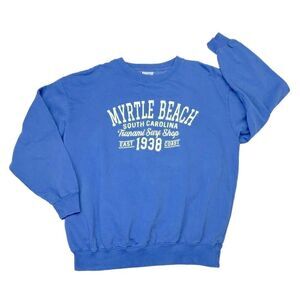 Salty Wave Myrtle Beach Tsunami Surf Shop Blue White Sweatshirt Women’s Size XL